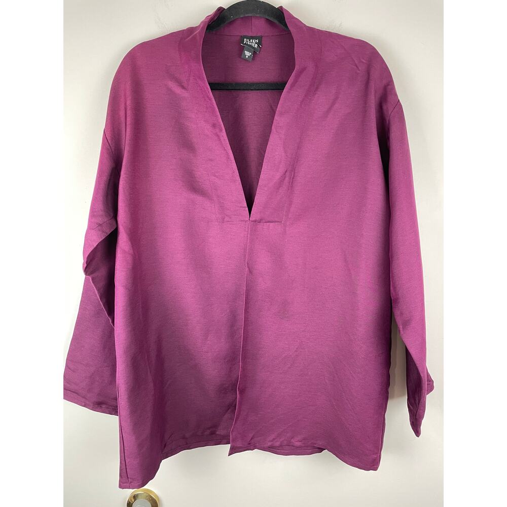 Eileen Fisher Silk & Wool Plum Jacket Sz S